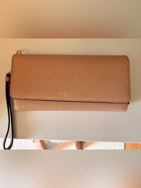 henri bendel Pink Pebbled Leather Wristlet Clutch